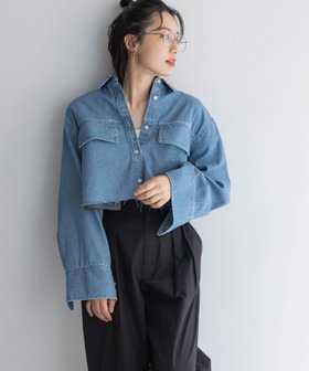 【ローリーズファーム/LOWRYS FARM】 デニムショートシャツ人気、トレンドファッション・服の通販 founy(ファニー) ファッション Fashion レディースファッション WOMEN トップス・カットソー Tops/Tshirt シャツ/ブラウス Shirts/Blouses ショート Short デニム Denim バランス Balance パール Pearl ポケット Pocket ワイド Wide |ID:prp329100004061751