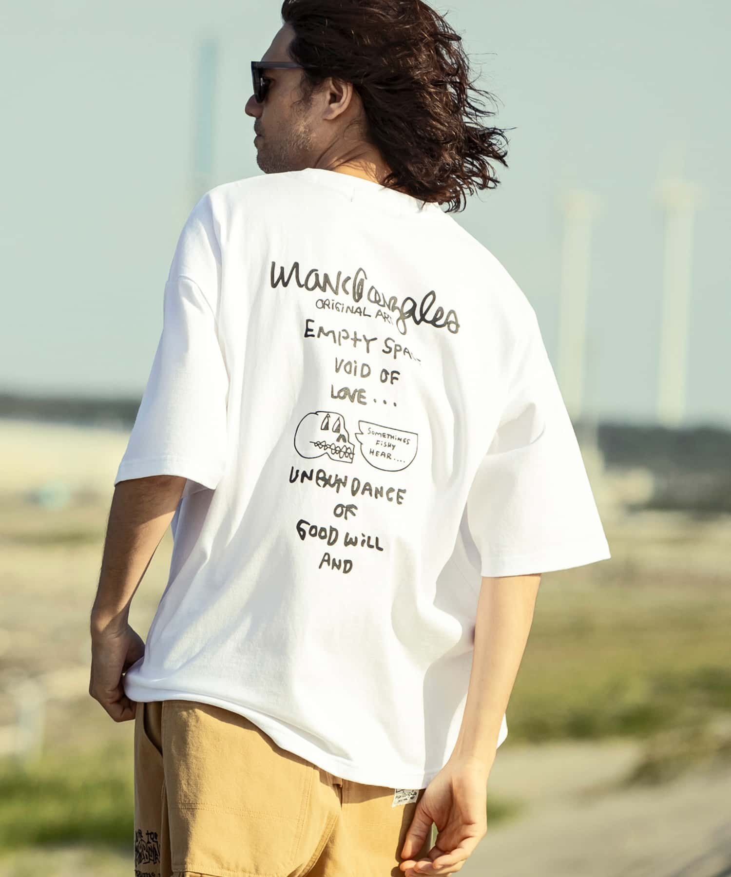 【シフォン/SHIFFON / MEN】のMark Gonzales/バックプリント半袖Tシャツ/5type/6colors インテリア・キッズ・メンズ・レディースファッション・服の通販 founy(ファニー) 　ファッション　Fashion　メンズファッション　MEN　吸水　Water Absorption　シンプル　Simple　ファブリック　Fabric　プリント　Print　ボトム　Bottom　半袖　Short Sleeve　ワイド　Wide　おすすめ　Recommend　white E|ID: prp329100004067328 ipo3291000000028676376