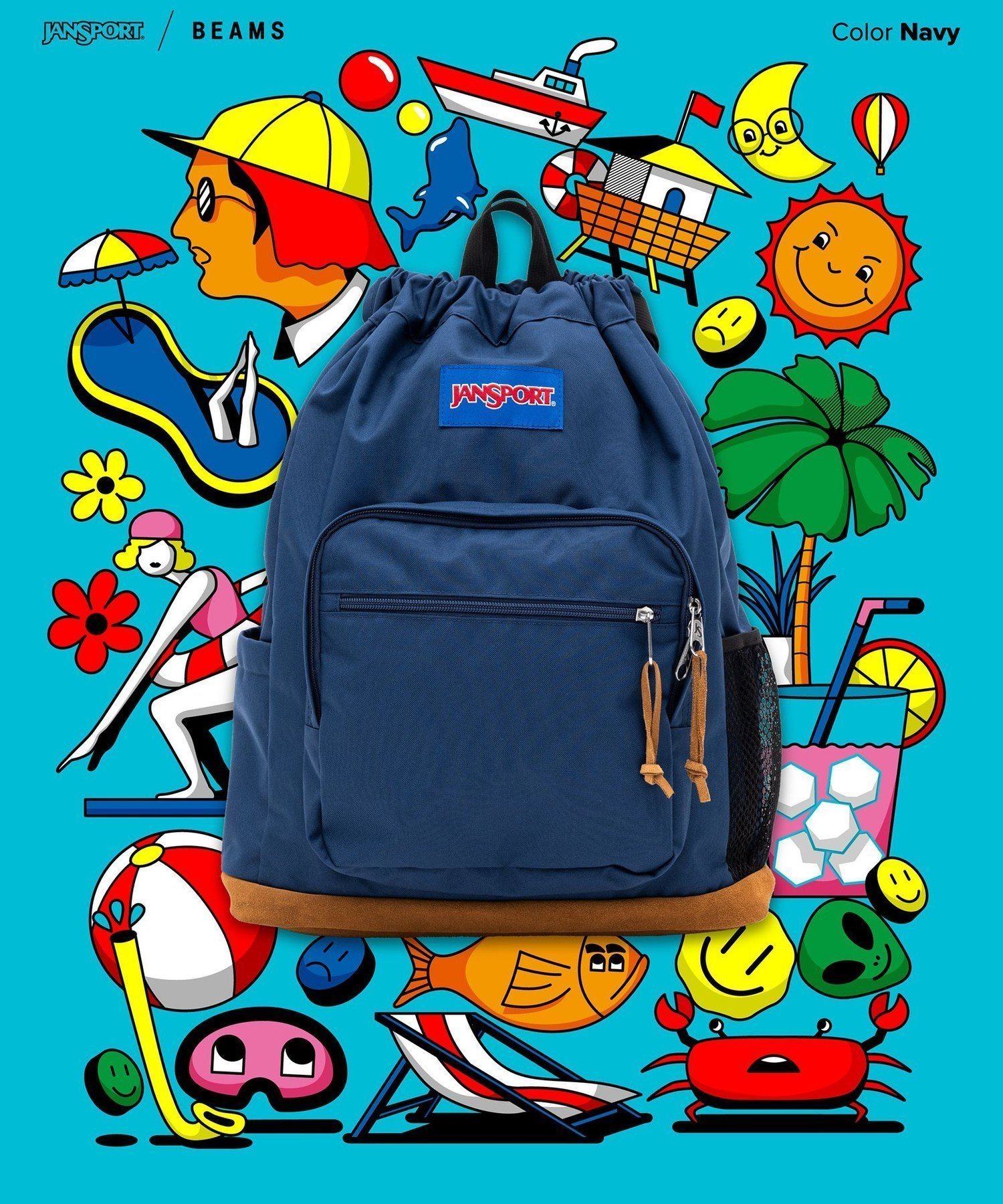 【ビームス/BEAMS / MEN】のJANSPORT * BEAMS / 別注 Pack Go 24AW インテリア・キッズ・メンズ・レディースファッション・服の通販 founy(ファニー) 　ファッション　Fashion　メンズファッション　MEN　巾着　Purse　スエード　Suede　スポーツ　Sports　定番　Standard　別注　Special Order　リアル　Real　2024年　2024　2024-2025秋冬・A/W　Aw/Autumn/Winter/Fw/Fall/2024-2025　NAVY|ID: prp329100004069612 ipo3291000000028719951