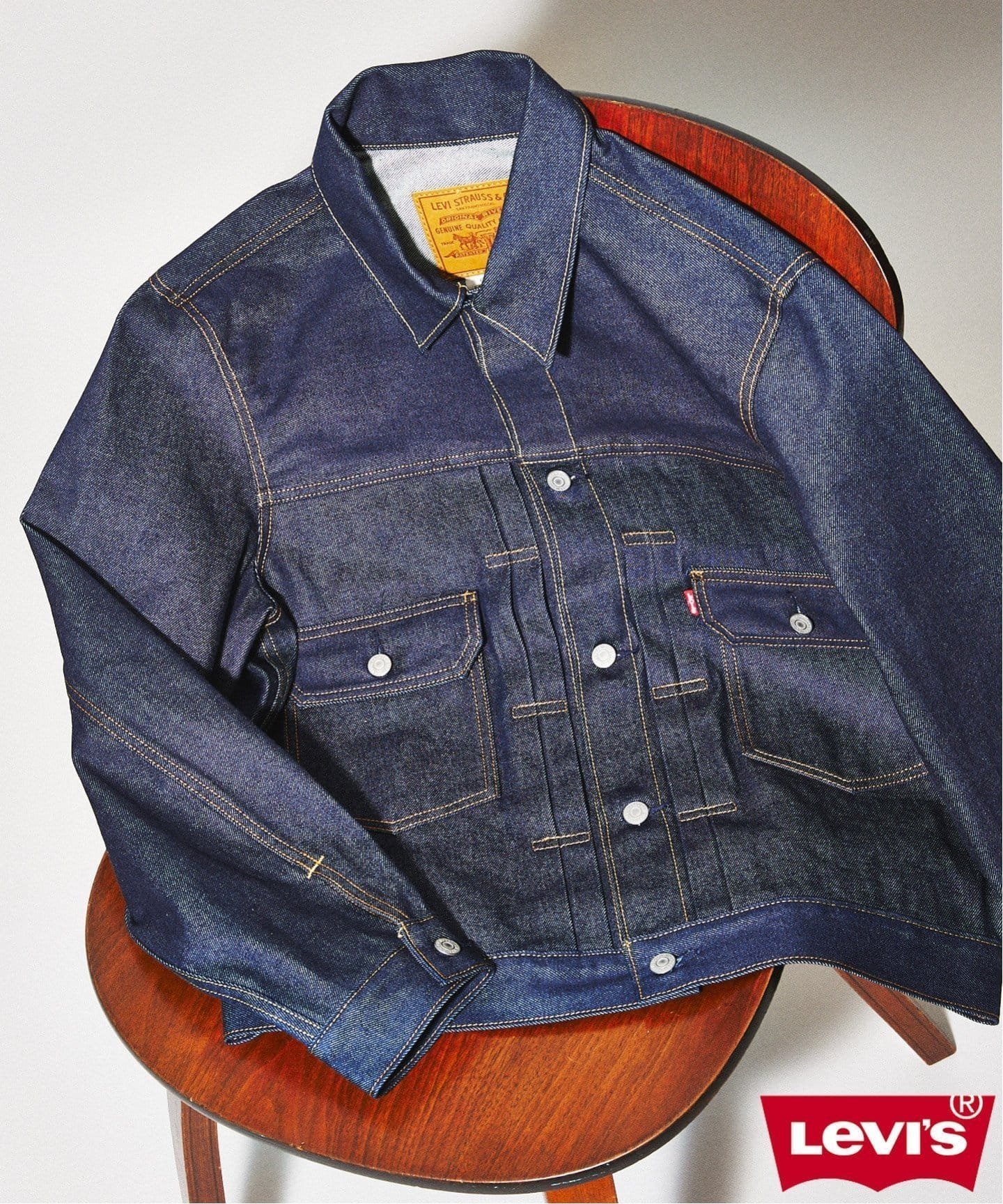 【ジャーナルスタンダード/JOURNAL STANDARD / MEN】のLEVI S / リーバイス 別注 TYPE2 JKT Selvedge RIGID 人気、トレンドファッション・服の通販 founy(ファニー) 　ファッション　Fashion　メンズファッション　MEN　イエロー　Yellow　オレンジ　Orange　ヴィンテージ　Vintage　カフス　Cuffs　チェーン　Chain　デニム　Denim　パッチ　Patch　フラップ　Flap　ポケット　Pocket　別注　Special Order　ヨーク　Yoke　ワーク　Work　 other-1|ID: prp329100004070149 ipo3291000000028529956