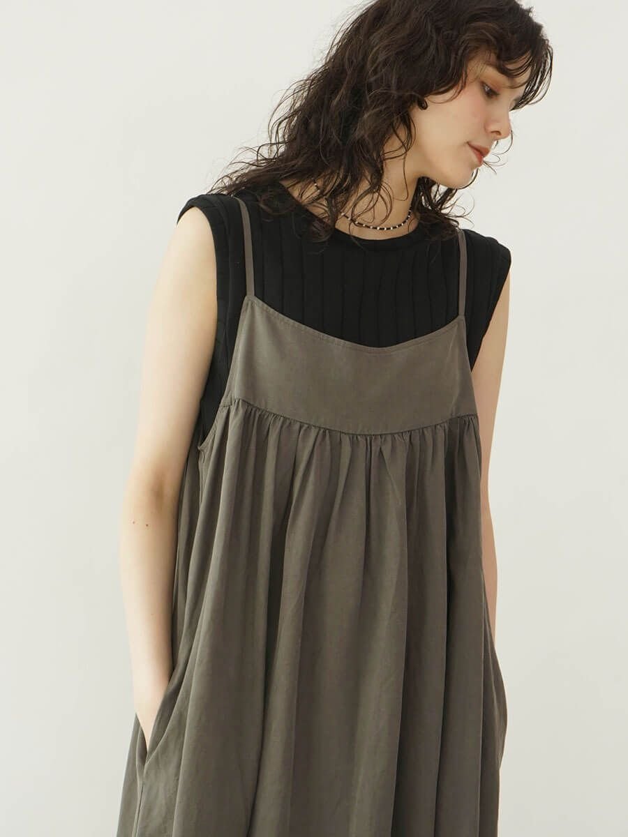 【ラシュッド/LASUD】のLinen cami dress インテリア・キッズ・メンズ・レディースファッション・服の通販 founy(ファニー) 　ファッション　Fashion　レディースファッション　WOMEN　ワンピース　Dress　ドレス　Party Dresses　とろみ　Thickness　キャミワンピース　Cami Dress　エレガント 上品　Elegant　夏　Summer　定番　Standard　チャコールグレー|ID: prp329100004070535 ipo3291000000028518386