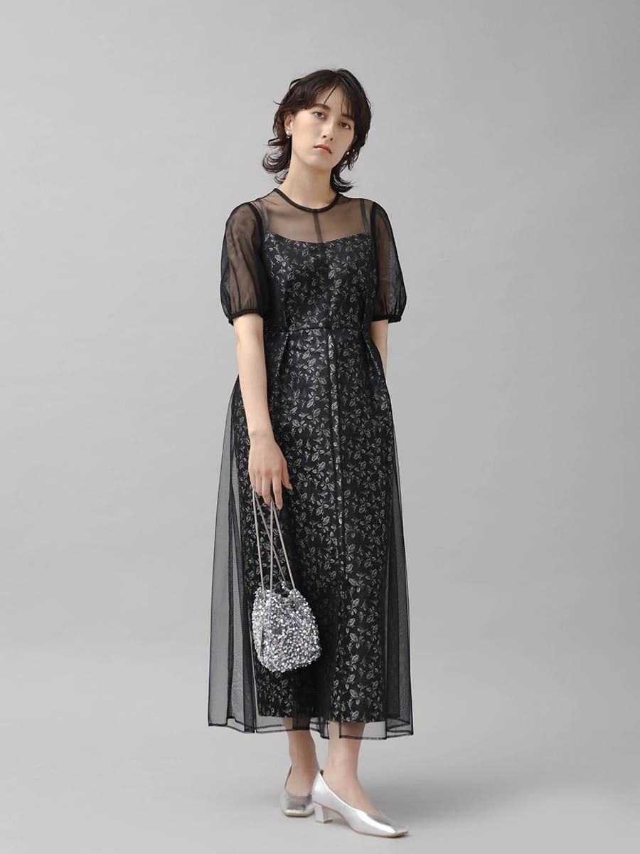 【ラシュッド/LASUD】のローズジャガードチュールドレス 人気、トレンドファッション・服の通販 founy(ファニー) 　ファッション　Fashion　レディースファッション　WOMEN　ワンピース　Dress　ドレス　Party Dresses　センター　Center　チュール　Tulle　 other-1|ID: prp329100004073168 ipo3291000000028233609