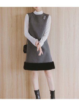 【セルフォード/CELFORD】の裾ファーミニワンピース 人気、トレンドファッション・服の通販 founy(ファニー) ファッション Fashion レディースファッション WOMEN ワンピース Dress おすすめ Recommend カットソー Cut And Sew スリット Slit パーティ Party ポケット Pocket 旅行 Travel 長袖 Long Sleeve |ID:prp329100004073987