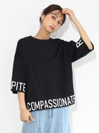 【ヴァン/Vin】のラインロゴオーバーTシャツ 人気、トレンドファッション・服の通販 founy(ファニー) ファッション Fashion レディースファッション WOMEN トップス・カットソー Tops/Tshirt シャツ/ブラウス Shirts/Blouses ロング / Tシャツ T-Shirts おすすめ Recommend カットソー Cut And Sew シンプル Simple デニム Denim プリント Print ボトム Bottom 定番 Standard thumbnail ブラック|ID: prp329100004074152 ipo3291000000029014188