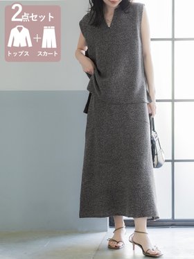 【コカ/COCA】 リネン風ベストスカートセット人気、トレンドファッション・服の通販 founy(ファニー) ファッション Fashion レディースファッション WOMEN アウター Coat Outerwear ベスト Vest リネン Linen |ID:prp329100004074298