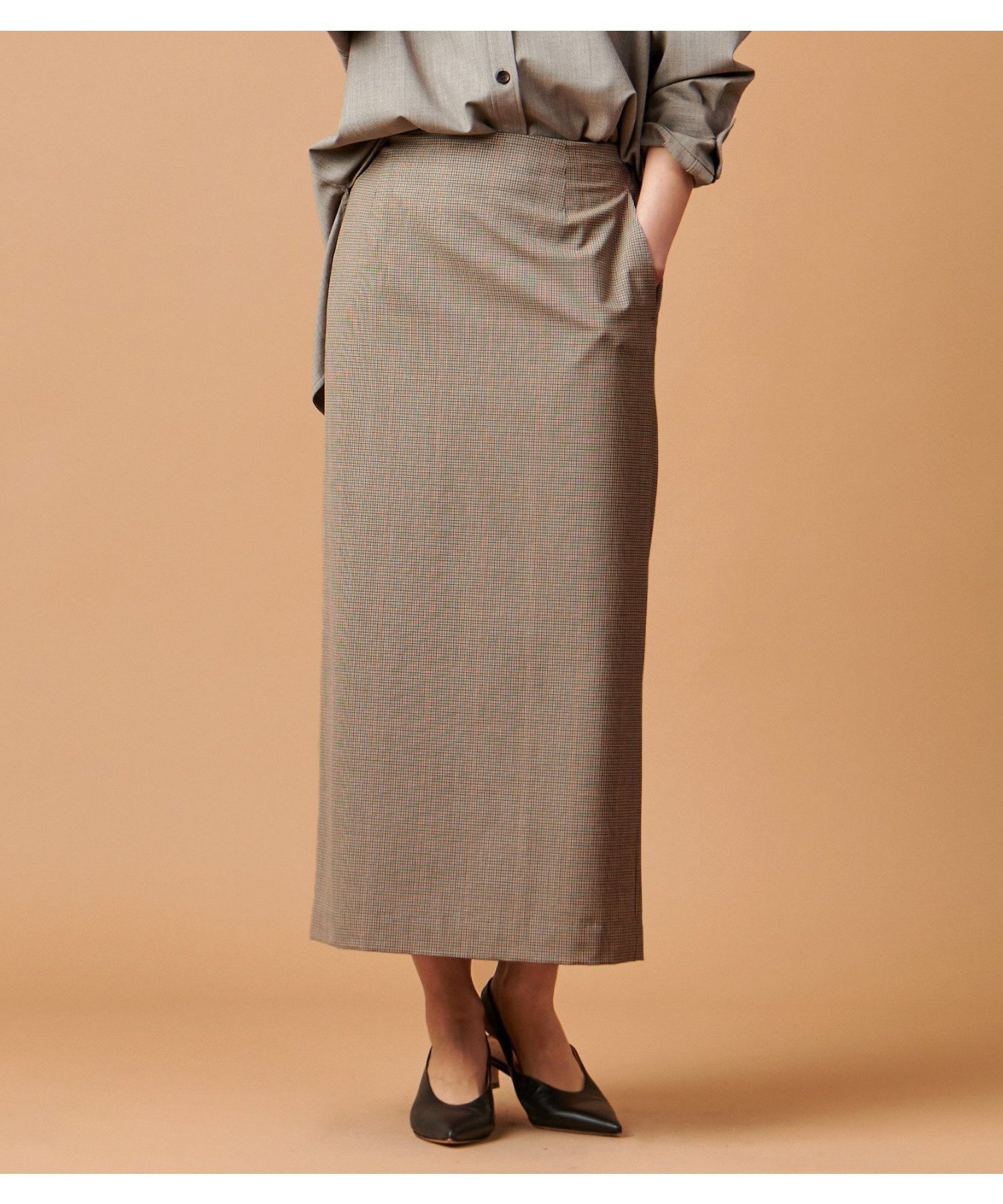 【マイカ ディール/MICA & DEAL】の【marmors】check straight skirt インテリア・キッズ・メンズ・レディースファッション・服の通販 founy(ファニー) 　ファッション　Fashion　レディースファッション　WOMEN　スカート　Skirt　秋　Autumn/Fall　クラシカル　Classical　シンプル　Simple　ストレッチ　Stretch　チェック　Check　定番　Standard　ピーチ　Peach　BROWN|ID: prp329100004075123 ipo3291000000027515928