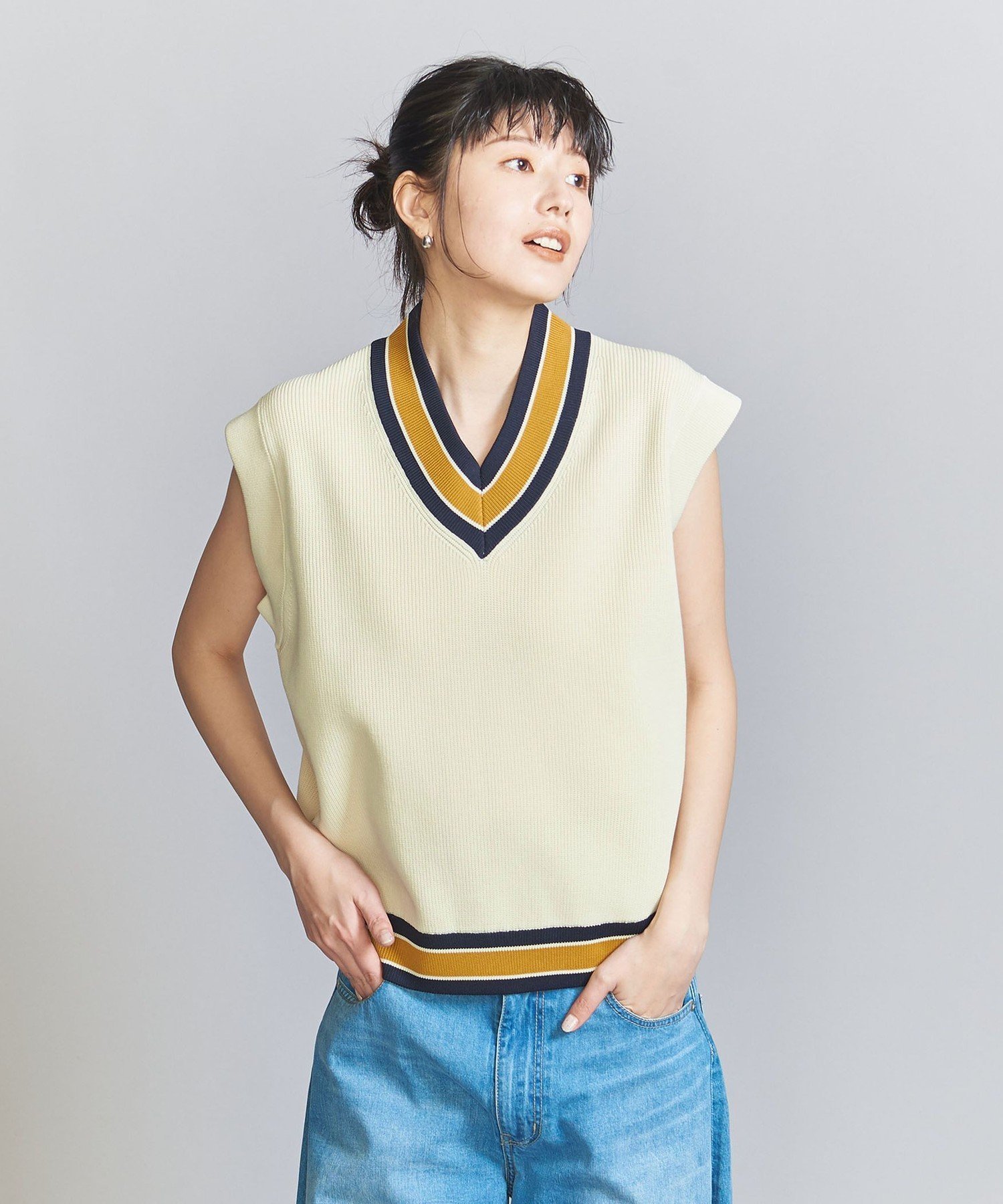 【ビューティ&ユース ユナイテッドアローズ/BEAUTY&YOUTH / UNITED ARROWS】の【別注】 LOGAN knitting mills チルデン ベスト 人気、トレンドファッション・服の通販 founy(ファニー) 　ファッション　Fashion　レディースファッション　WOMEN　アウター　Coat Outerwear　トップス・カットソー　Tops/Tshirt　ニット　Knit Tops　ベスト/ジレ　Gilets/Vests　春　Spring　洗える　Washable　ショート　Short　スペシャル　Special　トレンド　Trend　定番　Standard　ノースリーブ　No Sleeve　人気　Popularity　フォルム　Form　ベスト　Vest　別注　Special Order　ワイド　Wide　 other-1|ID: prp329100004079235 ipo3291000000027562736