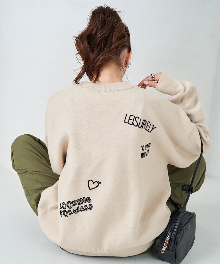 【フリークスストア/FREAK'S STORE】の限定展開 ロゴ 刺繍 スウェット ライク ニット 24AW 人気、トレンドファッション・服の通販 founy(ファニー) 　ファッション　Fashion　レディースファッション　WOMEN　トップス・カットソー　Tops/Tshirt　ニット　Knit Tops　パーカ　Sweats　スウェット　Sweat　2024年　2024　2024-2025秋冬・A/W　Aw/Autumn/Winter/Fw/Fall/2024-2025　A/W・秋冬　Aw・Autumn/Winter・Fw・Fall-Winter　冬　Winter　スウェット　Sweat　ビッグ　Big　 other-1|ID: prp329100004081155 ipo3291000000028716132