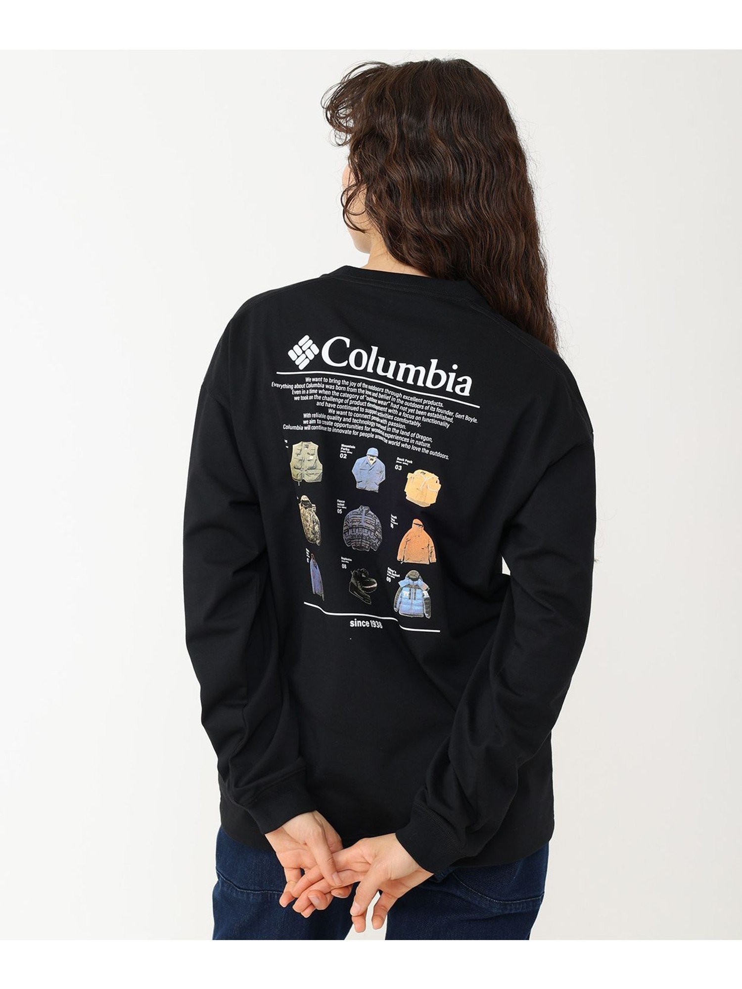 【コロンビア/Columbia】のロストブルックロングスリーブグラフィックTシャツ インテリア・キッズ・メンズ・レディースファッション・服の通販 founy(ファニー) 　ファッション　Fashion　レディースファッション　WOMEN　トップス・カットソー　Tops/Tshirt　シャツ/ブラウス　Shirts/Blouses　ロング / Tシャツ　T-Shirts　アウトドア　Outdoor　インナー　Inner　グラフィック　Graphic　スリーブ　Sleeve　フィット　Fit　リラックス　Relax　ロング　Long　長袖　Long Sleeve　ブラック[002001]|ID: prp329100004082177 ipo3291000000028882328