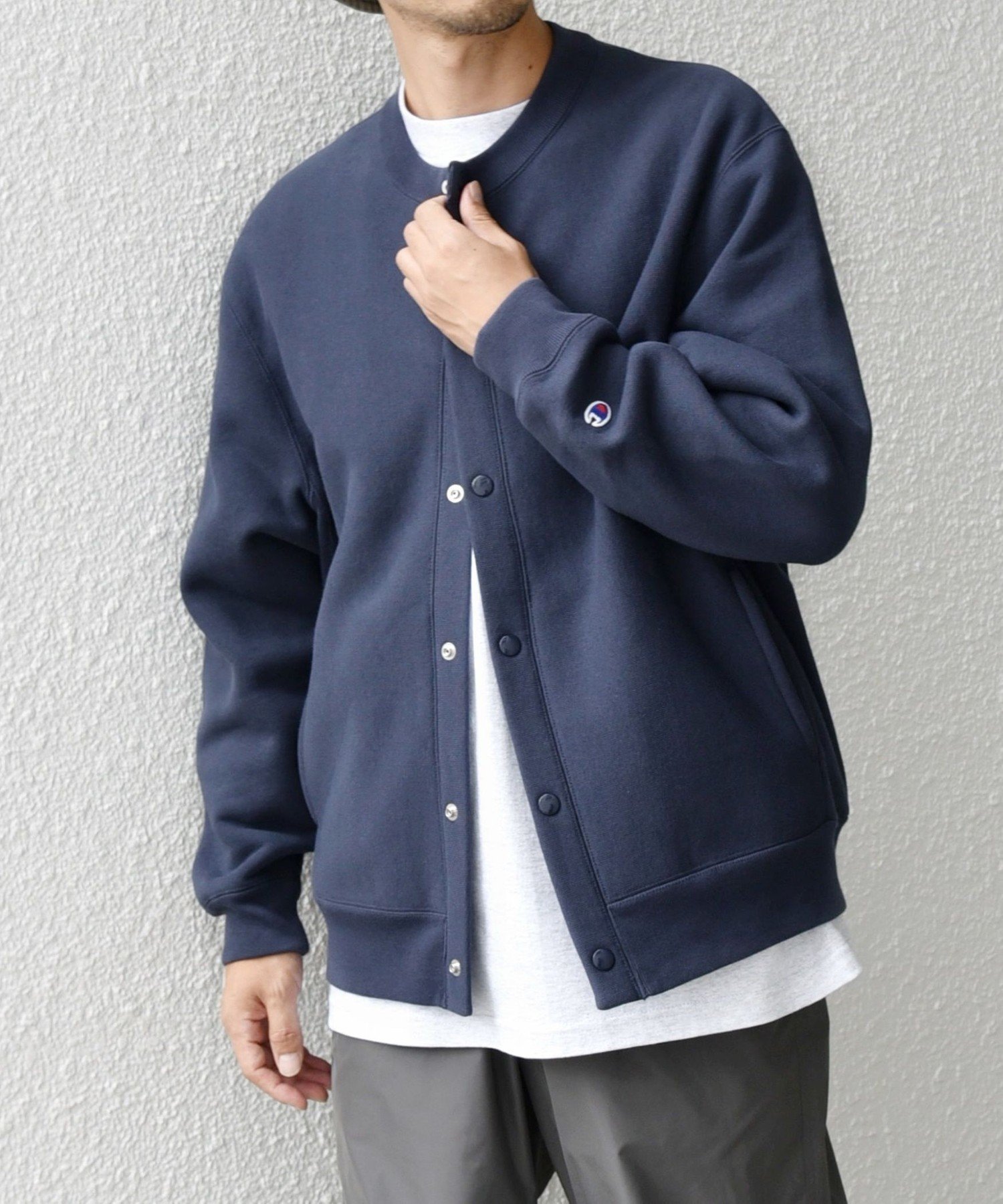 【シップス/SHIPS / MEN】の【SHIPS any別注】Champion リバースウィーブ クルーネック カーディガン 24AW インテリア・キッズ・メンズ・レディースファッション・服の通販 founy(ファニー) 　ファッション　Fashion　メンズファッション　MEN　2024年　2024　2024-2025秋冬・A/W　Aw/Autumn/Winter/Fw/Fall/2024-2025　インナー　Inner　カーディガン　Cardigan　フレンチ　French　ブルゾン　Blouson　ベーシック　Basic　別注　Special Order　ネイビー|ID: prp329100004083979 ipo3291000000028676601