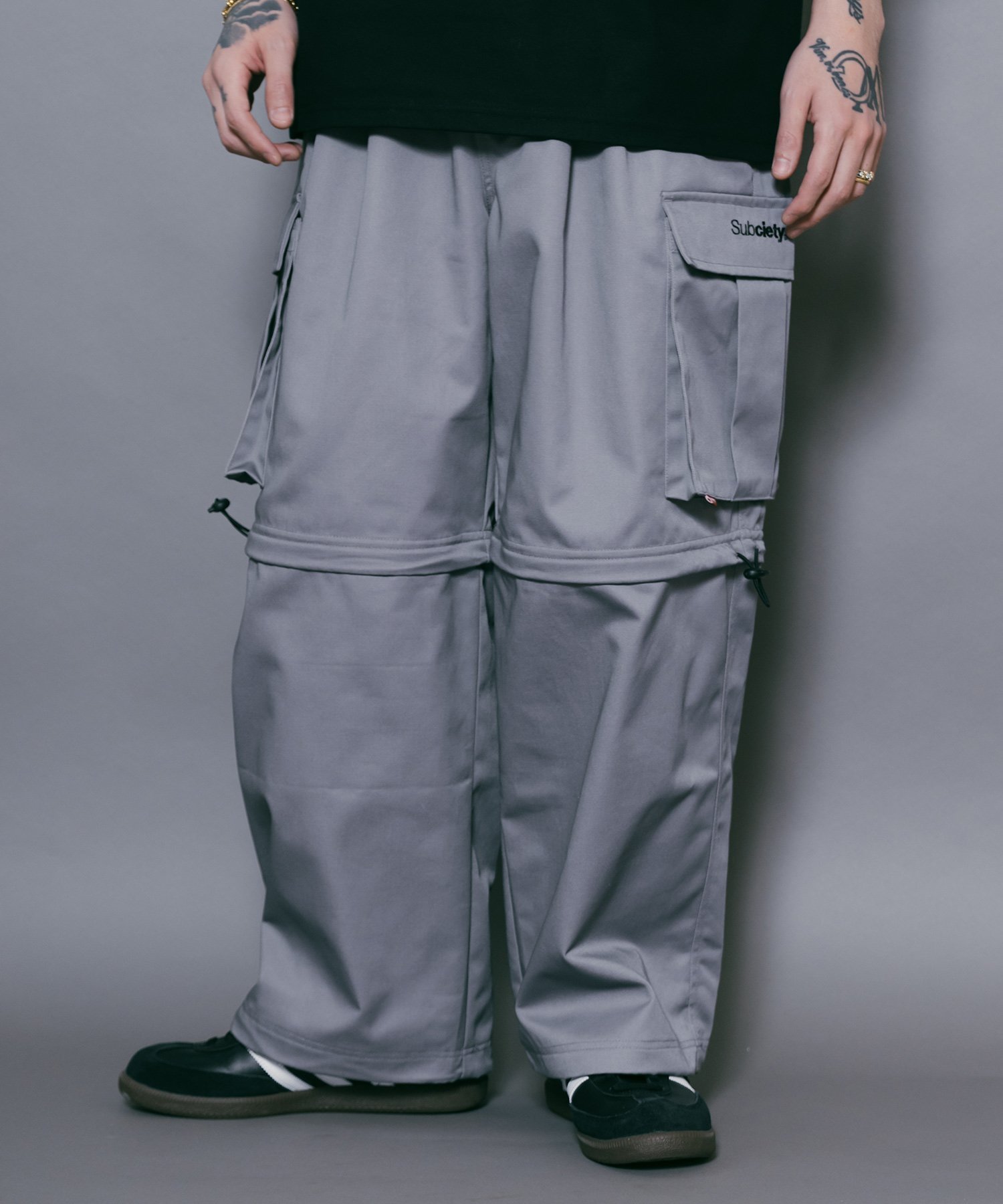 【サブサエティ/Subciety / MEN】のMUTANT CARGO PANTS インテリア・キッズ・メンズ・レディースファッション・服の通販 founy(ファニー) 　ファッション　Fashion　メンズファッション　MEN　ボトムス　Bottoms/Men　カーゴパンツ　Cargo Pants　ショーツ　Shorts　ツイル　Twill　ドローコード　Draw Cord　人気　Popularity　ポケット　Pocket　ループ　Loop　ロング　Long　再入荷　Restock/Back In Stock/Re Arrival　GRAY|ID: prp329100004084341 ipo3291000000028565896