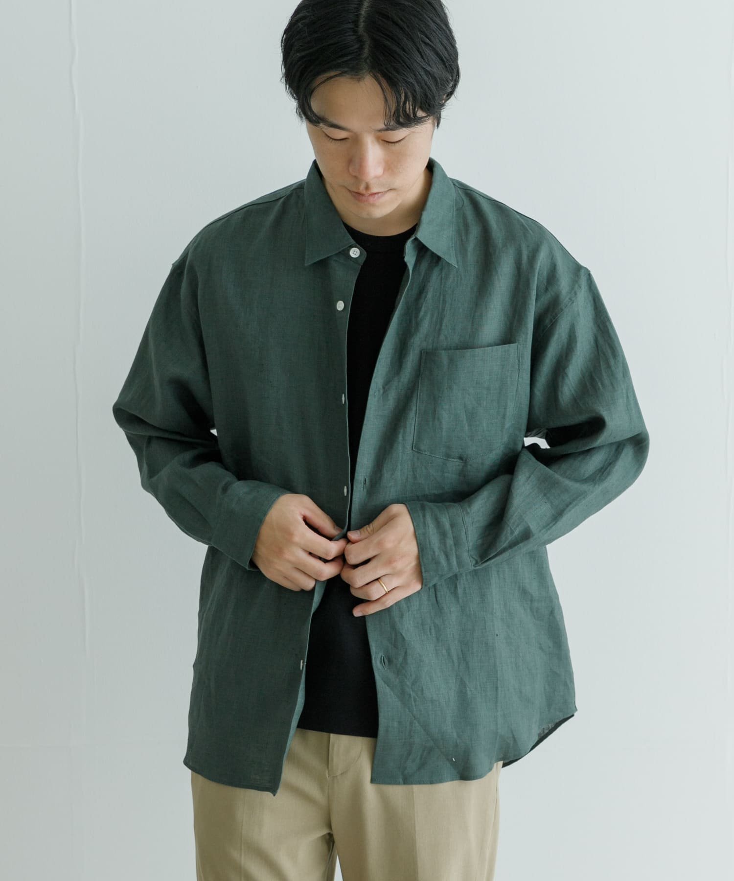 【アーバンリサーチ/URBAN RESEARCH / MEN】のLinenOverShirts インテリア・キッズ・メンズ・レディースファッション・服の通販 founy(ファニー) 　ファッション　Fashion　メンズファッション　MEN　2024年　2024　2024春夏・S/S　Ss,Spring/Summer,2024　S/S・春夏　Ss・Spring/Summer　ショルダー　Shoulder　ドロップ　Drop　パターン　Pattern　フランス　France　リネン　Linen　ルーズ　Loose　ワーク　Work　夏　Summer　GREEN|ID: prp329100004089039 ipo3291000000028342904