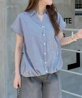 【イング/INGNI】 BackレースUP裾タック半袖SH人気、トレンドファッション・服の通販 founy(ファニー) ファッション Fashion レディースファッション WOMEN トップス・カットソー Tops/Tshirt スキッパー Skipper ストライプ Stripe フェミニン Feminine レース Race 半袖 Short Sleeve |ID:prp329100004089453