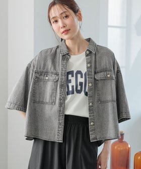 【グローバルワーク/GLOBAL WORK】 GOODデニムクロップドシャツ5分袖/117788人気、トレンドファッション・服の通販 founy(ファニー) ファッション Fashion レディースファッション WOMEN トップス・カットソー Tops/Tshirt シャツ/ブラウス Shirts/Blouses クロップド Cropped デニム Denim トレンド Trend フェミニン Feminine ボックス Box ボトム Bottom レギュラー Regular ワイド Wide |ID:prp329100004090901