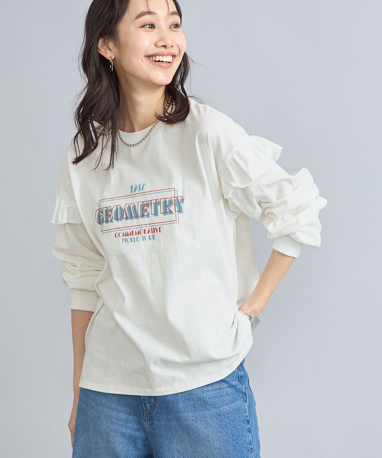 【コーエン/COEN】のピグメントフリルツアーTシャツ 人気、トレンドファッション・服の通販 founy(ファニー) 　ファッション　Fashion　レディースファッション　WOMEN　トップス・カットソー　Tops/Tshirt　シャツ/ブラウス　Shirts/Blouses　ロング / Tシャツ　T-Shirts　ショルダー　Shoulder　スウェット　Sweat　デニム　Denim　フリル　Frills　プリント　Print　長袖　Long Sleeve　 other-1|ID: prp329100004093202 ipo3291000000028419315