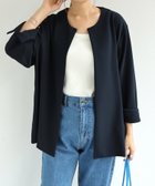 【その他のブランド/Other】の梨地ポンチ ノーカラー ジャケット 人気、トレンドファッション・服の通販 founy(ファニー) ファッション Fashion レディースファッション WOMEN アウター Coat Outerwear ジャケット Jackets ノーカラージャケット No Collar Leather Jackets インナー Inner オケージョン Occasion 春 Spring 洗える Washable 秋 Autumn/Fall カットソー Cut And Sew ジャケット Jacket ジョーゼット Georgette ストレッチ Stretch セットアップ Set Up フロント Front プリント Print ポケット Pocket 楽ちん Easy ワーク Work おすすめ Recommend thumbnail ネイビー|ID: prp329100004094263 ipo3291000000028736750