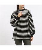 【その他のブランド/Other】のコットン袖ボリュームTシャツ/ 118568 人気、トレンドファッション・服の通販 founy(ファニー) ファッション Fashion レディースファッション WOMEN トップス・カットソー Tops/Tshirt シャツ/ブラウス Shirts/Blouses ロング / Tシャツ T-Shirts おすすめ Recommend カーディガン Cardigan スリット Slit thumbnail ブラック×アイボリー19|ID: prp329100004098226 ipo3291000000028756917