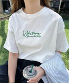 【その他のブランド/Other】のコットン 天竺 ロゴ 刺繍 エンブロイダリー 半袖 Tシャツ 人気、トレンドファッション・服の通販 founy(ファニー) ファッション Fashion レディースファッション WOMEN トップス・カットソー Tops/Tshirt シャツ/ブラウス Shirts/Blouses ロング / Tシャツ T-Shirts おすすめ Recommend エンブロイダリー Embroidery スリット Slit ベーシック Basic 人気 Popularity 半袖 Short Sleeve thumbnail オフホワイト×グリーン|ID: prp329100004098372 ipo3291000000028889208