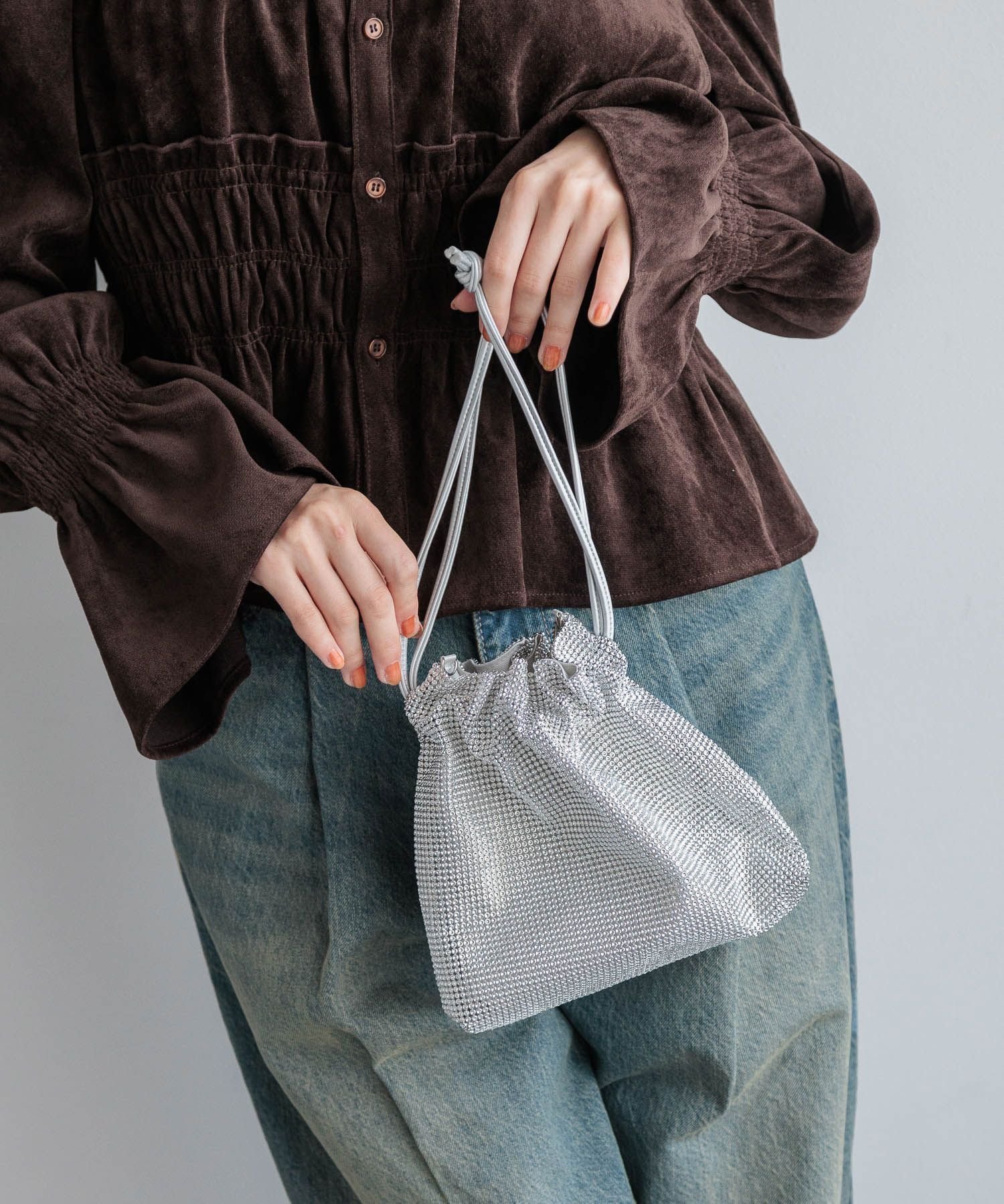 【ローリーズファーム/LOWRYS FARM】のキラキラメッシュBAG インテリア・キッズ・メンズ・レディースファッション・服の通販 founy(ファニー) 　ファッション　Fashion　レディースファッション　WOMEN　バッグ　Bag　メッシュ　Mesh　シルバー12|ID: prp329100004100673 ipo3291000000028695757