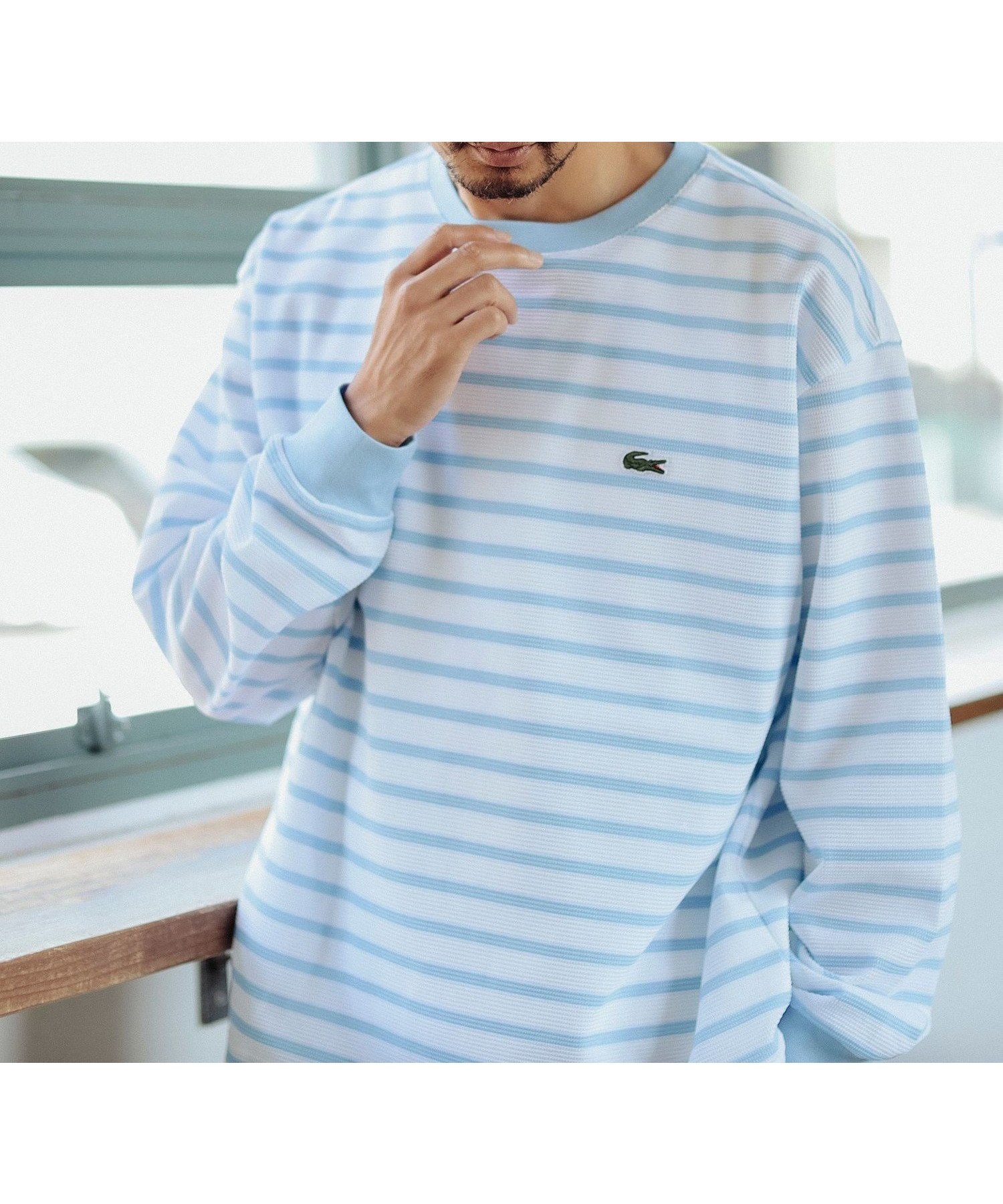 【ビーミングライフストア/B:MING LIFE STORE / MEN】のLACOSTE / 別注 カノコ ボーダー ロングスリーブ Tシャツ 24AW インテリア・キッズ・メンズ・レディースファッション・服の通販 founy(ファニー) 　ファッション　Fashion　メンズファッション　MEN　インナー　Inner　スニーカー　Sneakers　スリーブ　Sleeve　フランス　France　ボーダー　Border　ポロシャツ　Polo Shirt　別注　Special Order　リラックス　Relax　ロング　Long　ワイド　Wide　A/W・秋冬　Aw・Autumn/Winter・Fw・Fall-Winter　おすすめ　Recommend　2024年　2024　2024-2025秋冬・A/W　Aw/Autumn/Winter/Fw/Fall/2024-2025　NATURAL×SAX|ID: prp329100004105471 ipo3291000000028605060