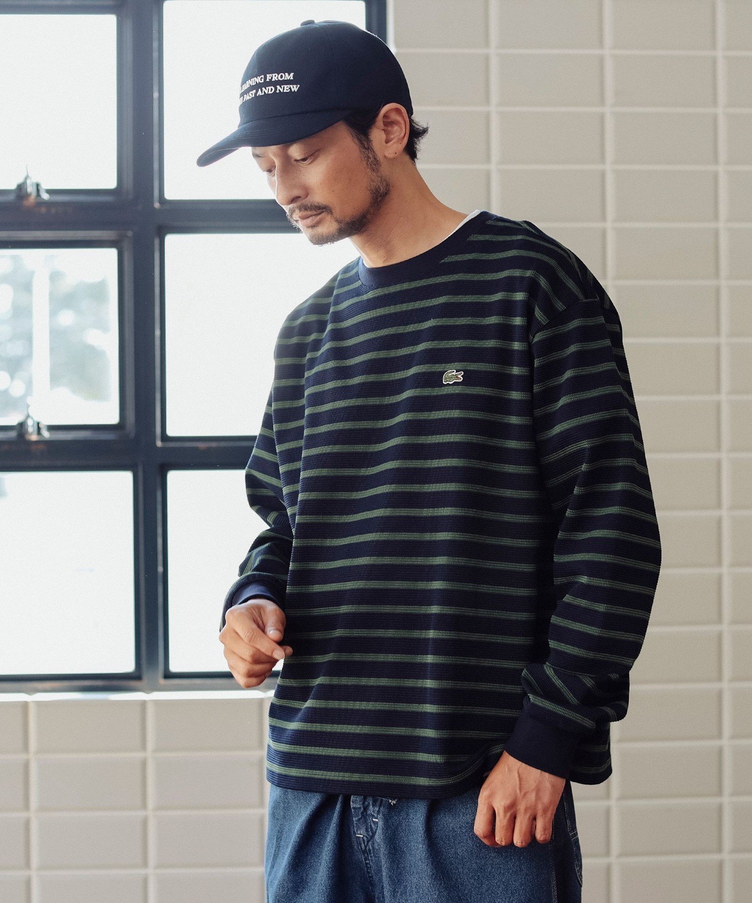 【ビーミングライフストア/B:MING LIFE STORE / MEN】のLACOSTE / 別注 カノコ ボーダー ロングスリーブ Tシャツ 24AW インテリア・キッズ・メンズ・レディースファッション・服の通販 founy(ファニー) 　ファッション　Fashion　メンズファッション　MEN　インナー　Inner　スニーカー　Sneakers　スリーブ　Sleeve　フランス　France　ボーダー　Border　ポロシャツ　Polo Shirt　別注　Special Order　リラックス　Relax　ロング　Long　ワイド　Wide　A/W・秋冬　Aw・Autumn/Winter・Fw・Fall-Winter　おすすめ　Recommend　2024年　2024　2024-2025秋冬・A/W　Aw/Autumn/Winter/Fw/Fall/2024-2025　NAVY×GREEN|ID: prp329100004105471 ipo3291000000028605062