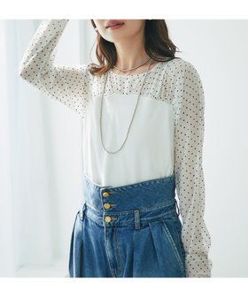 【ラブティックボンボン/La boutique BonBon】の【ヘビロテアイテム】シフォンドットビスチェ風カットソー 人気、トレンドファッション・服の通販 founy(ファニー) ファッション Fashion レディースファッション WOMEN トップス・カットソー Tops/Tshirt カットソー Cut and Sewn ビスチェ Bustier インナー Inner カットソー Cut And Sew シアー Sheer シフォン Chiffon シンプル Simple トレンド Trend ドット Dot ビスチェ Bustier |ID:prp329100004106834