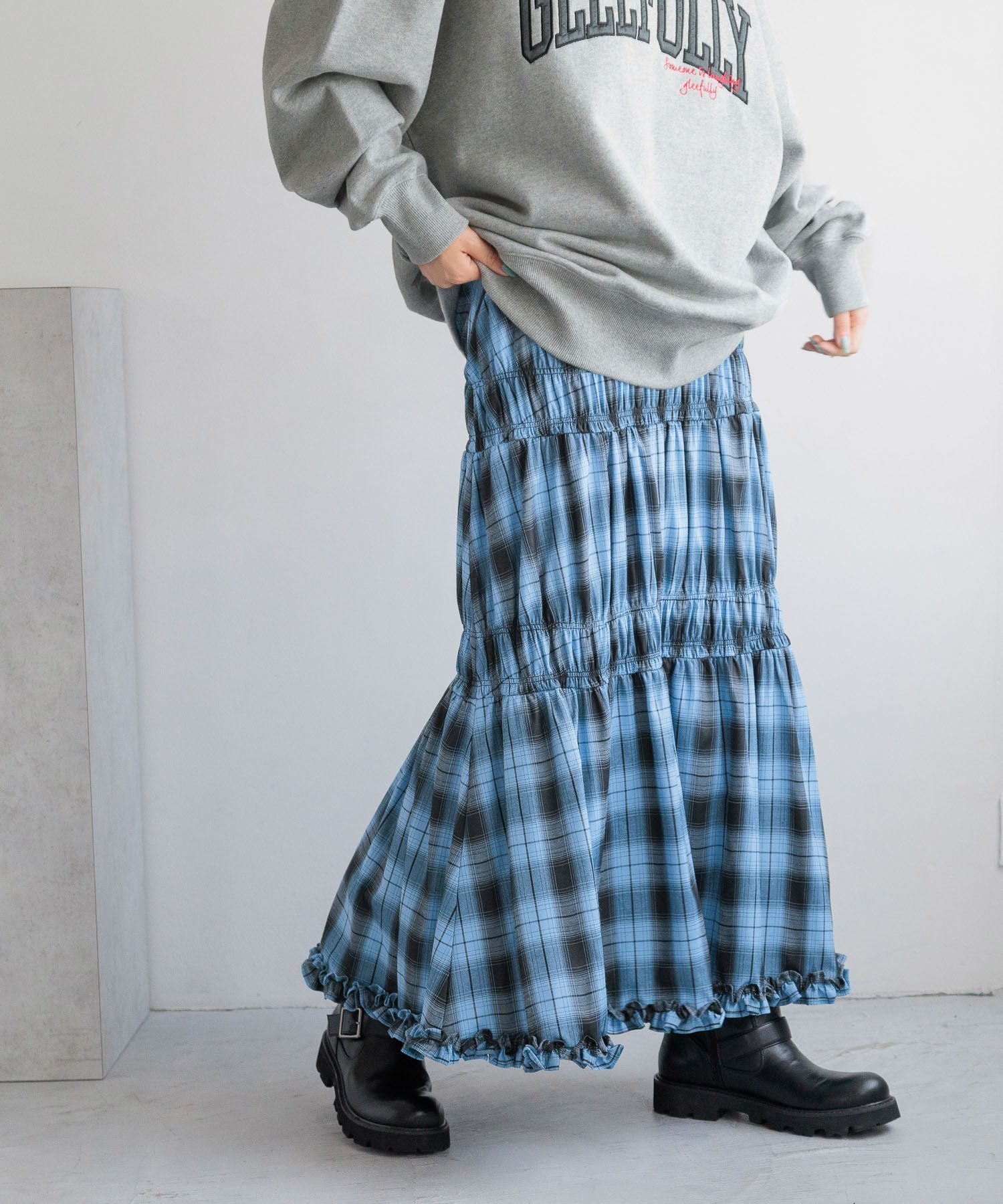 【ローリーズファーム/LOWRYS FARM】のアソートシャーリングSK 人気、トレンドファッション・服の通販 founy(ファニー) 　ファッション　Fashion　レディースファッション　WOMEN　スカート　Skirt　A/W・秋冬　Aw・Autumn/Winter・Fw・Fall-Winter　おすすめ　Recommend　ギャザー　Gather　コンパクト　Compact　シャーリング　Shirring　シンプル　Simple　チェック　Check　フリル　Frills　フレア　Flare　プリント　Print　ヴィンテージ　Vintage　 other-1|ID: prp329100004107869 ipo3291000000028415568