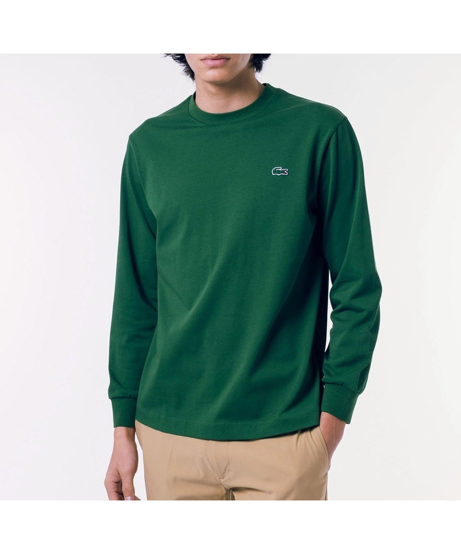 【ラコステ/LACOSTE / MEN】のベーシックロングスリーブTシャツ インテリア・キッズ・メンズ・レディースファッション・服の通販 founy(ファニー) 　ファッション　Fashion　メンズファッション　MEN　なめらか　Smooth　スリット　Slit　スリーブ　Sleeve　ロング　Long　定番　Standard　グリーン|ID: prp329100004108432 ipo3291000000028693676