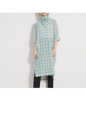 【カトルナフ/36 Quatre-Neuf】のラミーチェックワンピース 人気、トレンドファッション・服の通販 founy(ファニー) ファッション Fashion レディースファッション WOMEN ワンピース Dress S/S・春夏 Ss・Spring/Summer おすすめ Recommend スカーフ Scarf チェック Check デニム Denim 夏 Summer |ID:prp329100004114193