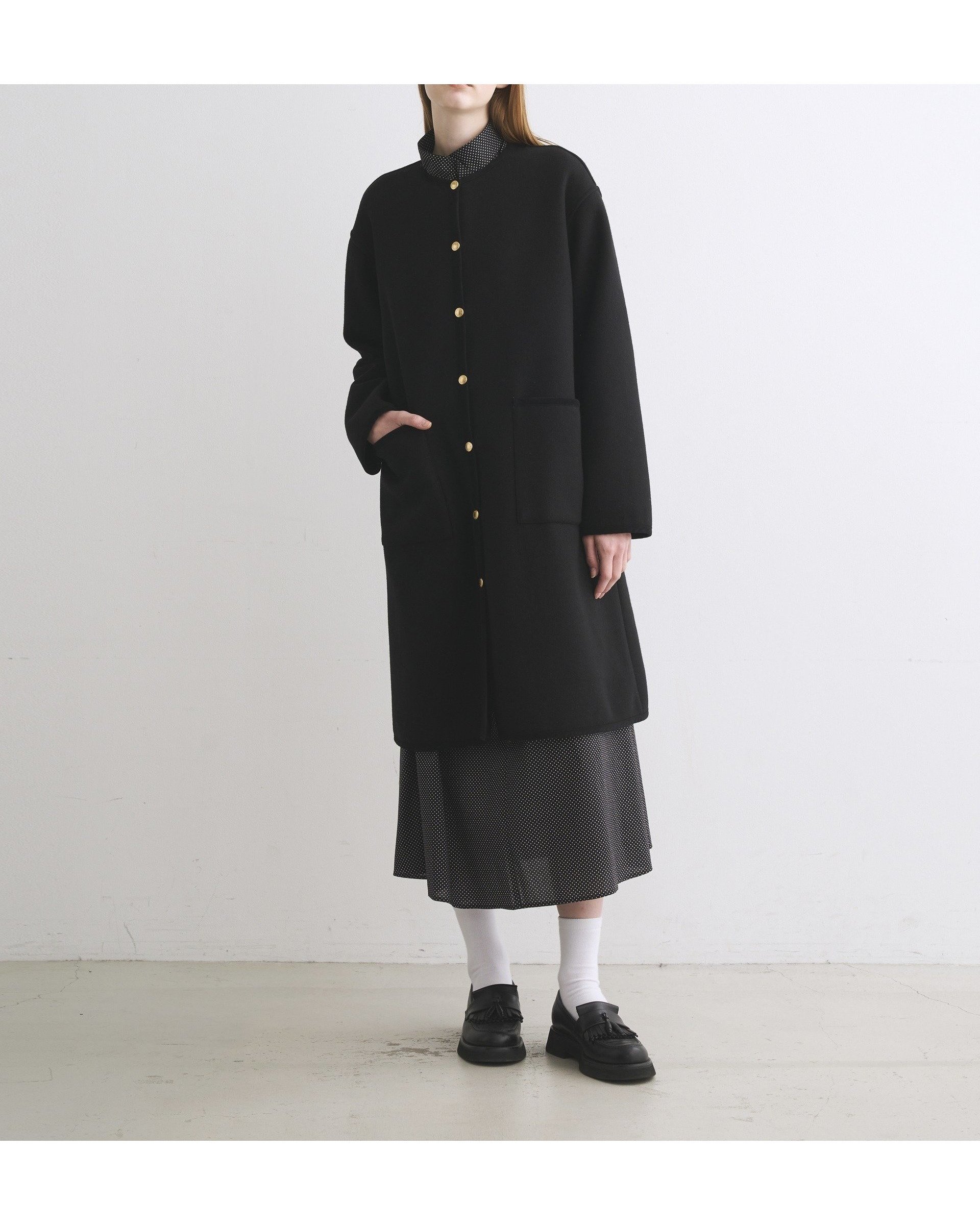 【トラディショナル ウェザーウェア/TWW / Traditional Weatherwear】のARKLEY LONG A-LINE W-FACE JERSEY インテリア・キッズ・メンズ・レディースファッション・服の通販 founy(ファニー) 　ファッション　Fashion　レディースファッション　WOMEN　キルティング　Quilting　コーデュロイ　Corduroy　ショルダー　Shoulder　ストール　Stall　ドット　Dot　ドロップ　Drop　パイピング　Piping　マフラー　Scarf　リュクス　Luxe　ブラック|ID: prp329100004115979 ipo3291000000028049113