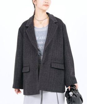 【ジョイントワークス/JOINT WORKS】のウールMIXヘリンボーンテーラージャケット 人気、トレンドファッション・服の通販 founy(ファニー) ファッション Fashion レディースファッション WOMEN アウター Coat Outerwear ジャケット Jackets 2024年 2024 2024-2025秋冬・A/W Aw/Autumn/Winter/Fw/Fall/2024-2025 インナー Inner ショート Short ジャケット Jacket ストライプ Stripe デニム Denim トレンド Trend パーカー Hoodie ワイド Wide 冬 Winter |ID:prp329100004115990