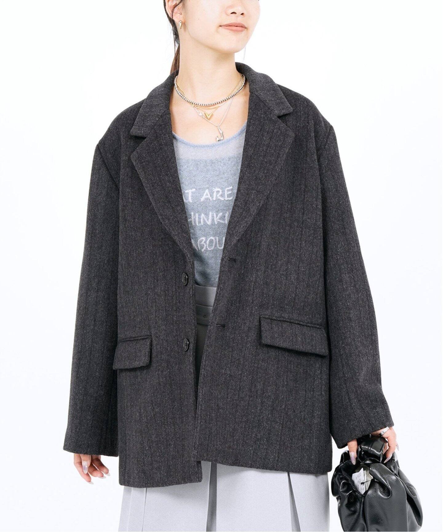 【ジョイントワークス/JOINT WORKS】のウールMIXヘリンボーンテーラージャケット 人気、トレンドファッション・服の通販 founy(ファニー) 　ファッション　Fashion　レディースファッション　WOMEN　アウター　Coat Outerwear　ジャケット　Jackets　2024年　2024　2024-2025秋冬・A/W　Aw/Autumn/Winter/Fw/Fall/2024-2025　インナー　Inner　ショート　Short　ジャケット　Jacket　ストライプ　Stripe　デニム　Denim　トレンド　Trend　パーカー　Hoodie　ワイド　Wide　冬　Winter　 other-1|ID: prp329100004115990 ipo3291000000028902594