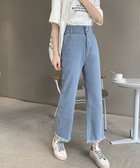 【ミニミニストア/miniministore】の裾フリンジ9分丈デニムパンツハイウエスト サックスブルー|ID: prp329100004117202 ipo3291000000028870690