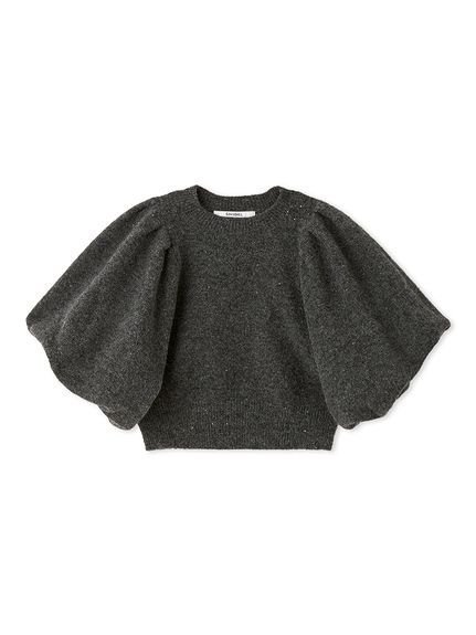 【スナイデル/SNIDEL】のデザインスリーブクロップドニットプルオーバー インテリア・キッズ・メンズ・レディースファッション・服の通販 founy(ファニー) 　雑誌掲載アイテム　Magazine Items　ファッション雑誌　Fashion Magazines　バイラ　BAILA　ファッション　Fashion　レディースファッション　WOMEN　トップス・カットソー　Tops/Tshirt　ニット　Knit Tops　プルオーバー　Pullover　ウェーブ　Wave　クロップド　Cropped　10月号　October Issue　スパンコール　Sequins　スリーブ　Sleeve　雑誌　Magazine　ドレープ　Drape　バランス　Balance　バルーン　Balloon　ビジュー　Bijou　フィット　Fit　おすすめ　Recommend　DGRY[008]|ID: prp329100004120376 ipo3291000000028328549