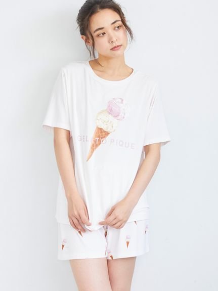 【ジェラート ピケ/gelato pique】のアイスクリームワンポイントTシャツ インテリア・キッズ・メンズ・レディースファッション・服の通販 founy(ファニー) 　ファッション　Fashion　レディースファッション　WOMEN　トップス・カットソー　Tops/Tshirt　シャツ/ブラウス　Shirts/Blouses　ロング / Tシャツ　T-Shirts　なめらか　Smooth　ショート　Short　ダブル　Double　ロング　Long　ワンポイント　One Point　PNK[066]|ID: prp329100004120531 ipo3291000000028828903