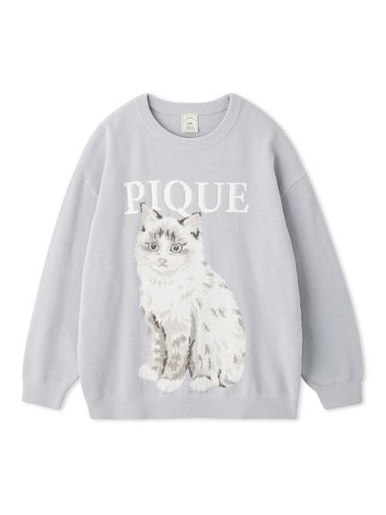 【ジェラート ピケ/gelato pique】のCAT ジャガードプルオーバー インテリア・キッズ・メンズ・レディースファッション・服の通販 founy(ファニー) 　ファッション　Fashion　レディースファッション　WOMEN　トップス・カットソー　Tops/Tshirt　プルオーバー　Pullover　おすすめ　Recommend　ショート　Short　セットアップ　Set Up　モチーフ　Motif　猫　Cat　BLU[086]|ID: prp329100004120537 ipo3291000000028511705