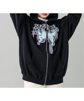 【エックスガール/X-girl】のBUTTERFLY ZIP UP HOODIE X-girl 人気、トレンドファッション・服の通販 founy(ファニー) ファッション Fashion レディースファッション WOMEN A/W・秋冬 Aw・Autumn/Winter・Fw・Fall-Winter グラフィック Graphic サテン Satin スウェット Sweat バタフライ Butterfly ビッグ Big モチーフ Motif |ID:prp329100004121256