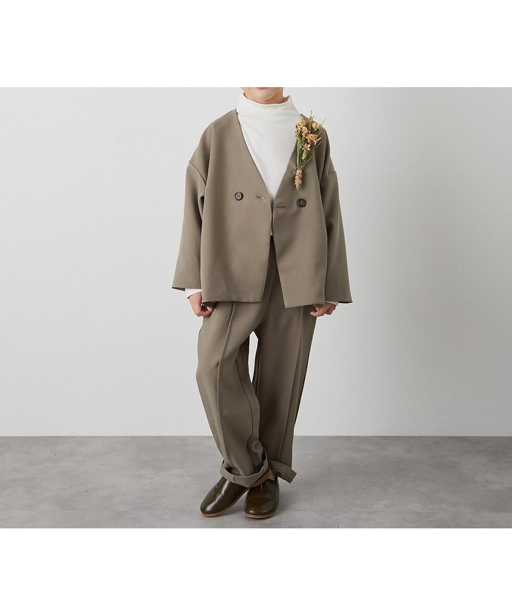 【リジェール/riziere / KIDS】のノーカラージャケットセットアップ(裏地ストライプ) 人気、トレンドファッション・服の通販 founy(ファニー) 　ファッション　Fashion　キッズファッション　Fashion for Kids　おすすめ　Recommended / Our Picks　インナー　Innerwear　カーディガン　Cardigan, Knitwear　ジャケット　Jacket, Outerwear　ストライプ　Stripe, Striped Pattern　スマート　Smart, Elegant　セットアップ　Set-Up, Coordinated Outfit　ポケット　Pocket, Pocket Detail　人気　Popular, Best Seller　入学式　Entrance Ceremony　結婚式　Wedding　 other-1|ID: prp329100004121397 ipo3291000000032727925