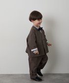 【リジェール/riziere / KIDS】のノーカラージャケットセットアップ(裏地ストライプ) BROWN|ID: prp329100004121397 ipo3291000000035094826