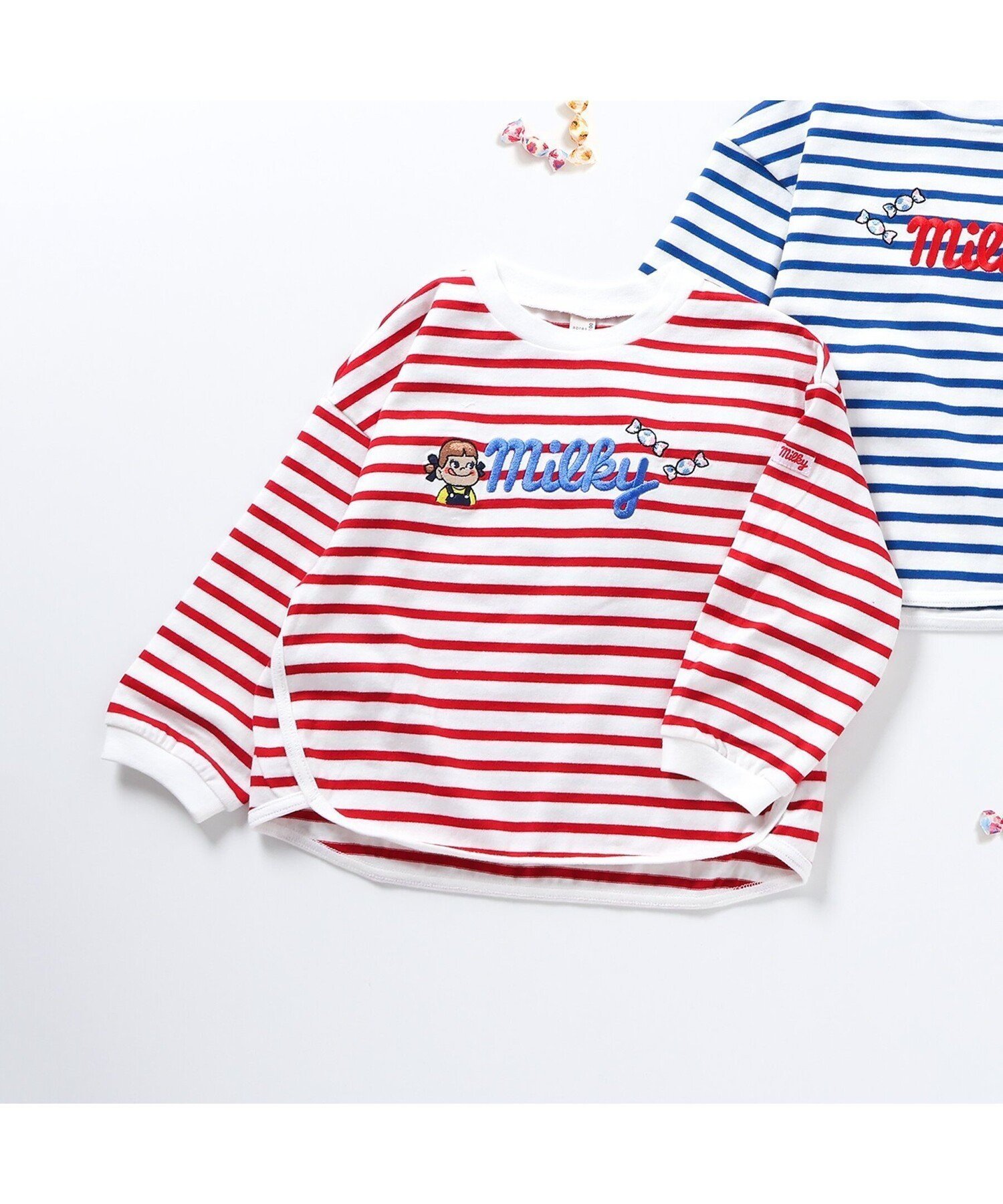 【その他のブランド/Other】のPEKO POKO ボーダーTシャツ インテリア・キッズ・メンズ・レディースファッション・服の通販 founy(ファニー) 　ファッション　Fashion　キッズファッション　KIDS　おすすめ　Recommend　シンプル　Simple　ボトム　Bottom　ボーダー　Border　ラウンド　Round　レッド|ID: prp329100004121428 ipo3291000000028746250