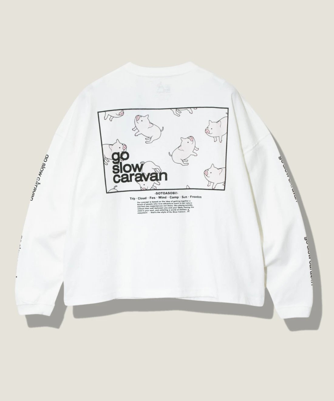 【ゴースローキャラバン/go slow caravan】のUSA/CスクエアLOGOバックプリントミドルTEE インテリア・キッズ・メンズ・レディースファッション・服の通販 founy(ファニー) 　ファッション　Fashion　レディースファッション　WOMEN　バッグ　Bag　カットソー　Cut And Sew　グラフィック　Graphic　スクエア　Square　スリーブ　Sleeve　プリント　Print　ロング　Long　ワイド　Wide　定番　Standard　ホワイト|ID: prp329100004128900 ipo3291000000028716316