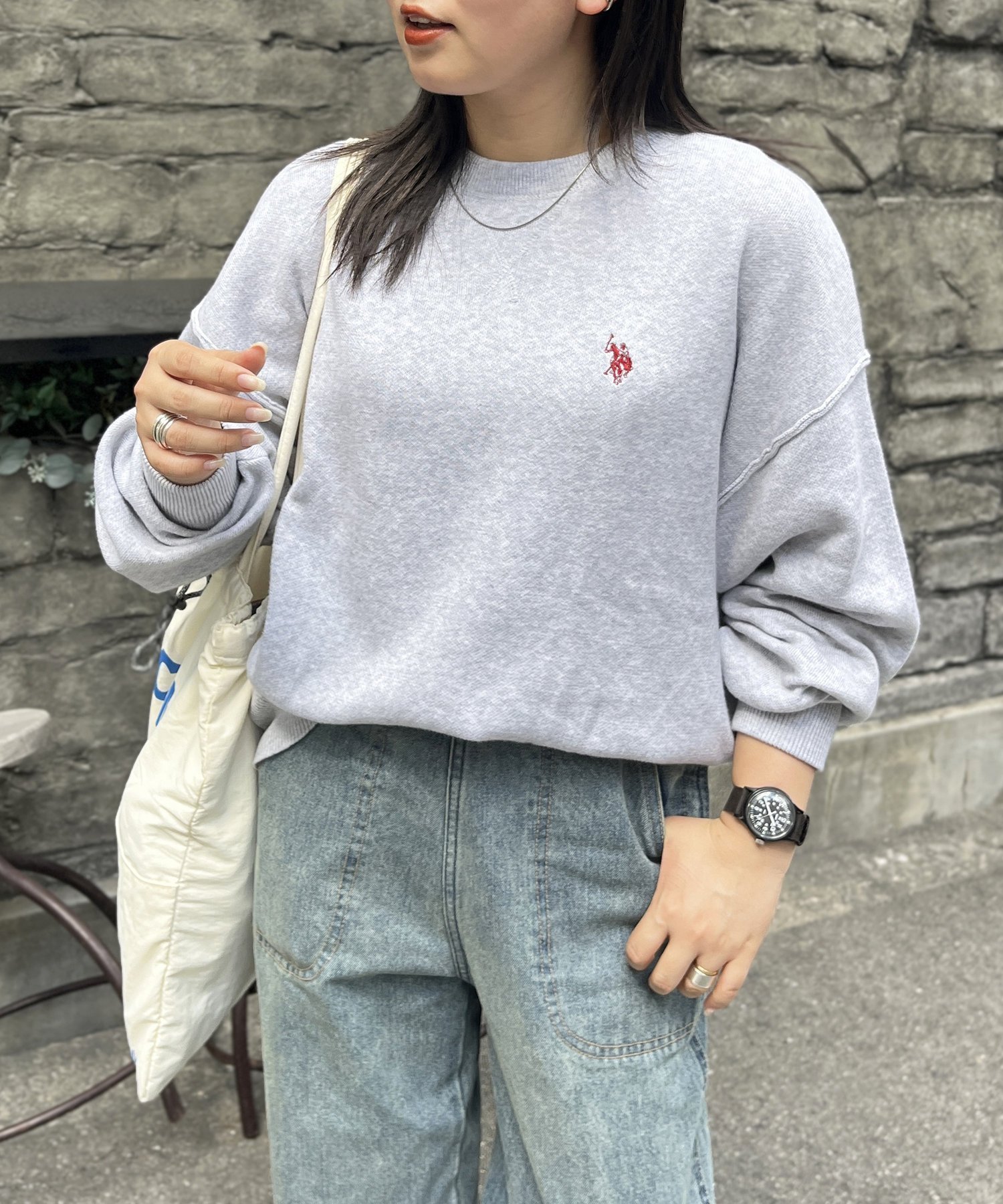 【シーピーシーエム/CPCM】の【U.S. POLO ASSN.】スウェットライクニット インテリア・キッズ・メンズ・レディースファッション・服の通販 founy(ファニー) 　ファッション　Fashion　レディースファッション　WOMEN　トップス・カットソー　Tops/Tshirt　ニット　Knit Tops　パーカ　Sweats　スウェット　Sweat　イタリア　Italy　秋　Autumn/Fall　腕時計　Watch　コレクション　Collection　シンプル　Simple　メンズ　Mens　冬　Winter　グレー|ID: prp329100004130854 ipo3291000000028721738