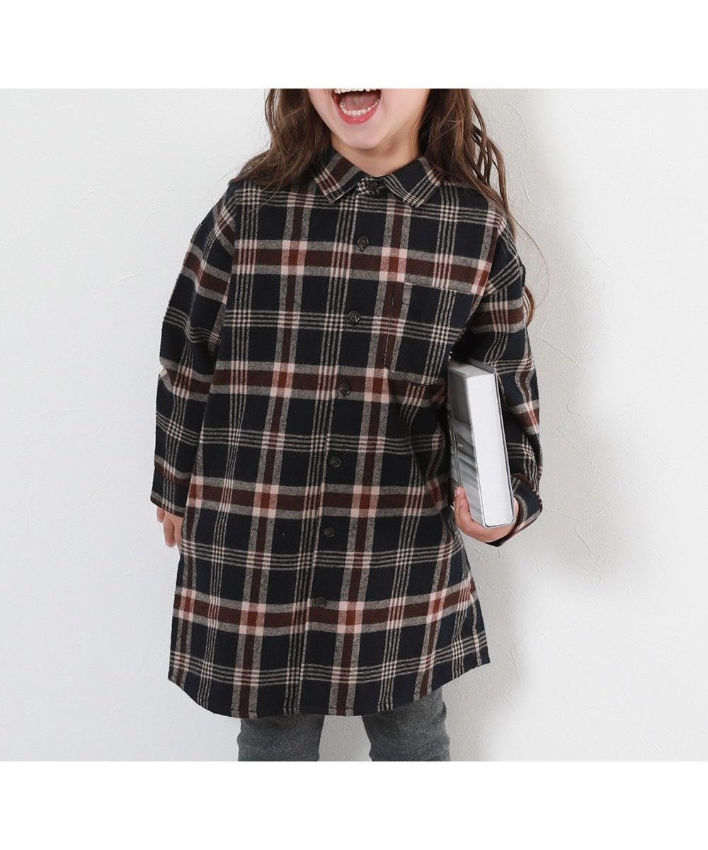 【デビロック/devirock / KIDS】の綿100% チェック柄 ネルシャツ ワンピース 長袖ワンピース ワンピース 24AW インテリア・キッズ・メンズ・レディースファッション・服の通販 founy(ファニー) 　ファッション　Fashion　キッズファッション　KIDS　ワンピース　Dress/Kids　チェック　Check　長袖　Long Sleeve　羽織　Haori　A/W・秋冬　Aw・Autumn/Winter・Fw・Fall-Winter　おすすめ　Recommend　2024年　2024　2024-2025秋冬・A/W　Aw/Autumn/Winter/Fw/Fall/2024-2025　002-ネイビー|ID: prp329100004131006 ipo3291000000030300648