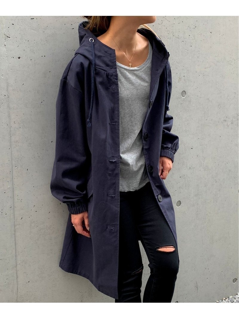 【ジュノア/JUNOAH】のフード付きロングジャケット インテリア・キッズ・メンズ・レディースファッション・服の通販 founy(ファニー) 　ファッション　Fashion　レディースファッション　WOMEN　アウター　Coat Outerwear　ジャケット　Jackets　ジャケット　Jacket　ロング　Long　ネイビー|ID: prp329100004132755 ipo3291000000028278353