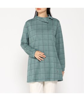 【クロコダイル/CROCODILE】のCROCODILE LADIES/襟デザイン 格子柄 カットチュニック 人気、トレンドファッション・服の通販 founy(ファニー) ファッション Fashion レディースファッション WOMEN トップス・カットソー Tops/Tshirt アシンメトリー Asymmetry チェック Check チュニック Tunic ローズ Rose |ID:prp329100004132765