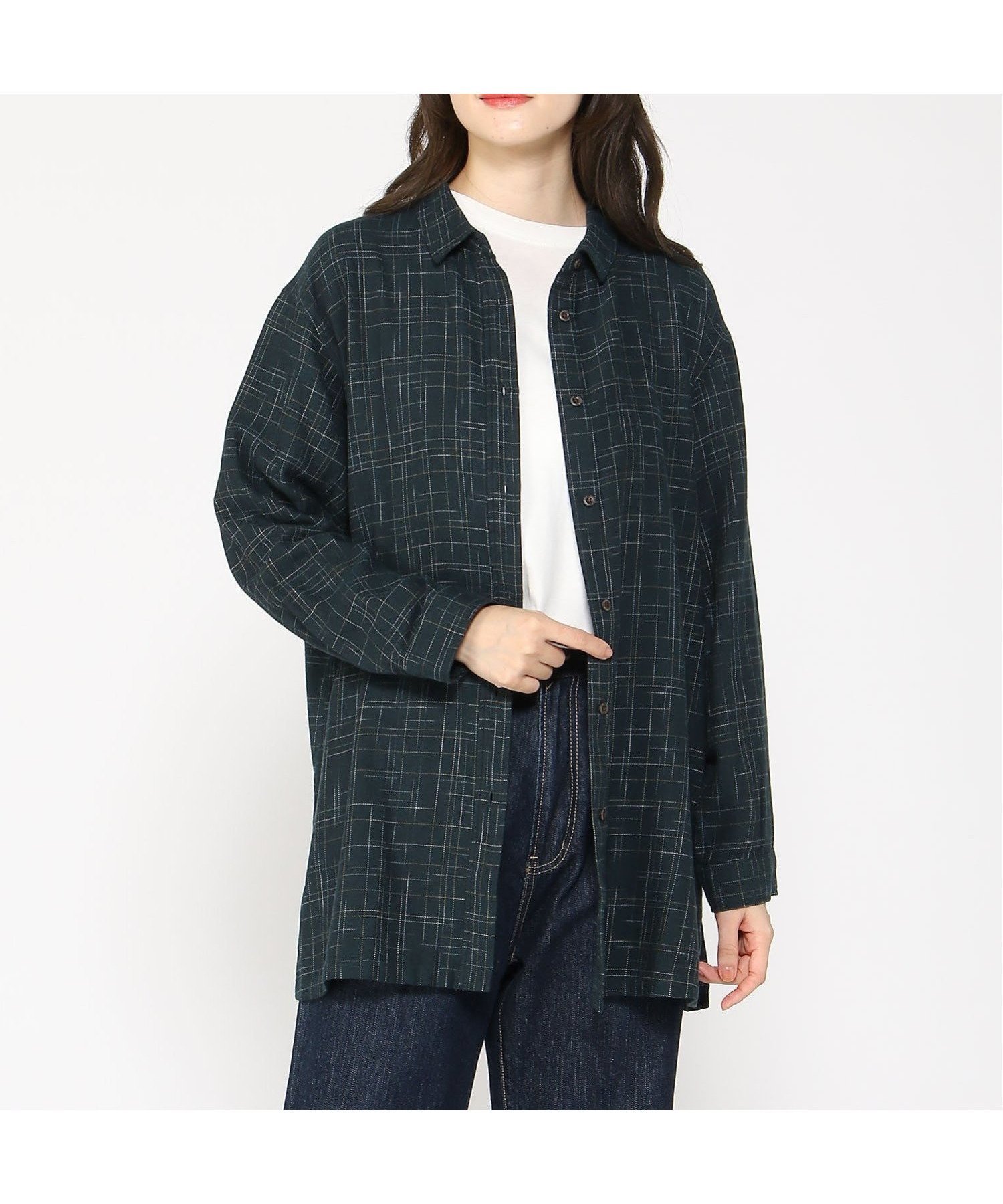 【クロコダイル/CROCODILE】のCROCODILE LADIES/ツイル チェック柄 チュニック インテリア・キッズ・メンズ・レディースファッション・服の通販 founy(ファニー) 　ファッション　Fashion　レディースファッション　WOMEN　トップス・カットソー　Tops/Tshirt　イエロー　Yellow　シンプル　Simple　チェック　Check　チュニック　Tunic　ツイル　Twill　デニム　Denim　吸水　Water Absorption　ダークグリーン|ID: prp329100004132771 ipo3291000000028718054