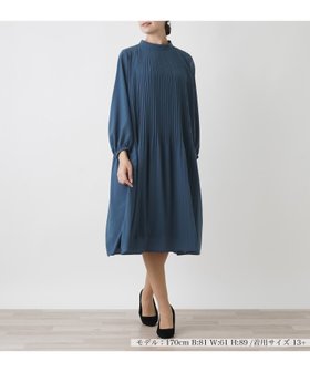 【レリアンプラスハウス/Leilian PLUS HOUSE】のワンピース【プラス企画】 人気、トレンドファッション・服の通販 founy(ファニー) ファッション Fashion レディースファッション WOMEN ワンピース Dress ウォッシャブル Washable スタンド Stand スリーブ Sleeve バランス Balance フォルム Form プリーツ Pleats エレガント 上品 Elegant 定番 Standard 秋 Autumn/Fall |ID:prp329100004132815