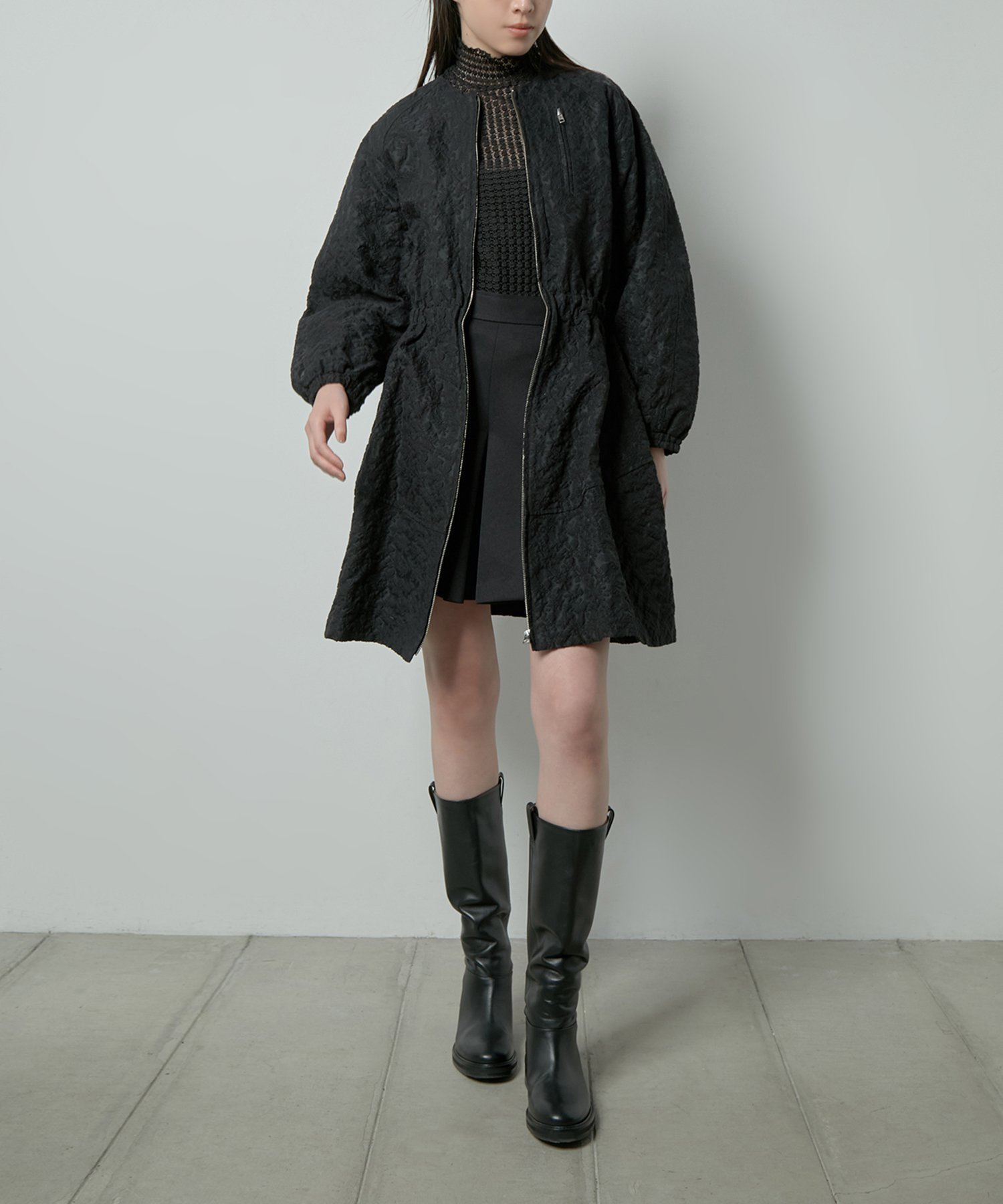 【ルシェル ブルー/LE CIEL BLEU】のジャカードボンバードレス / Jacquard Bomber Dress 人気、トレンドファッション・服の通販 founy(ファニー) 　ファッション　Fashion　レディースファッション　WOMEN　ワンピース　Dress　ドレス　Party Dresses　ジップ　Zip　ジャカード　Jacquard　フロント　Front　エレガント 上品　Elegant　 other-1|ID: prp329100004134583 ipo3291000000028289295