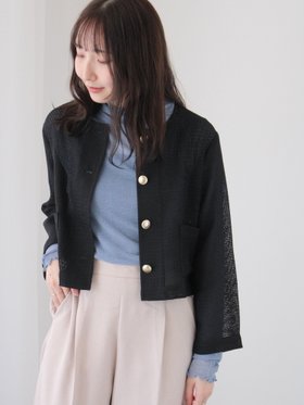 【テチチ/Te chichi】のノーカラーメッシュジャケット 人気、トレンドファッション・服の通販 founy(ファニー) ファッション Fashion レディースファッション WOMEN アウター Coat Outerwear ジャケット Jackets ジャケット Jacket ポケット Pocket メッシュ Mesh |ID:prp329100004134998