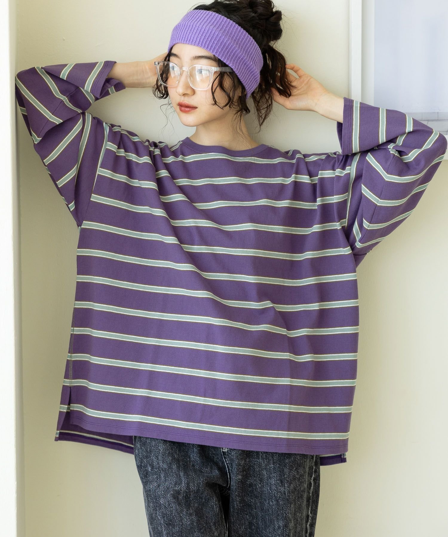 【ニコアンド/niko and】のCOLORマイスターロンTEE インテリア・キッズ・メンズ・レディースファッション・服の通販 founy(ファニー) 　ファッション　Fashion　レディースファッション　WOMEN　トップス・カットソー　Tops/Tshirt　ロング / Tシャツ　T-Shirts　A/W・秋冬　Aw・Autumn/Winter・Fw・Fall-Winter　おすすめ　Recommend　トレンド　Trend　フレア　Flare　ボーダー　Border　リラックス　Relax　ルーズ　Loose　定番　Standard　秋　Autumn/Fall　長袖　Long Sleeve　パープルボーダー90|ID: prp329100004135208 ipo3291000000028439385